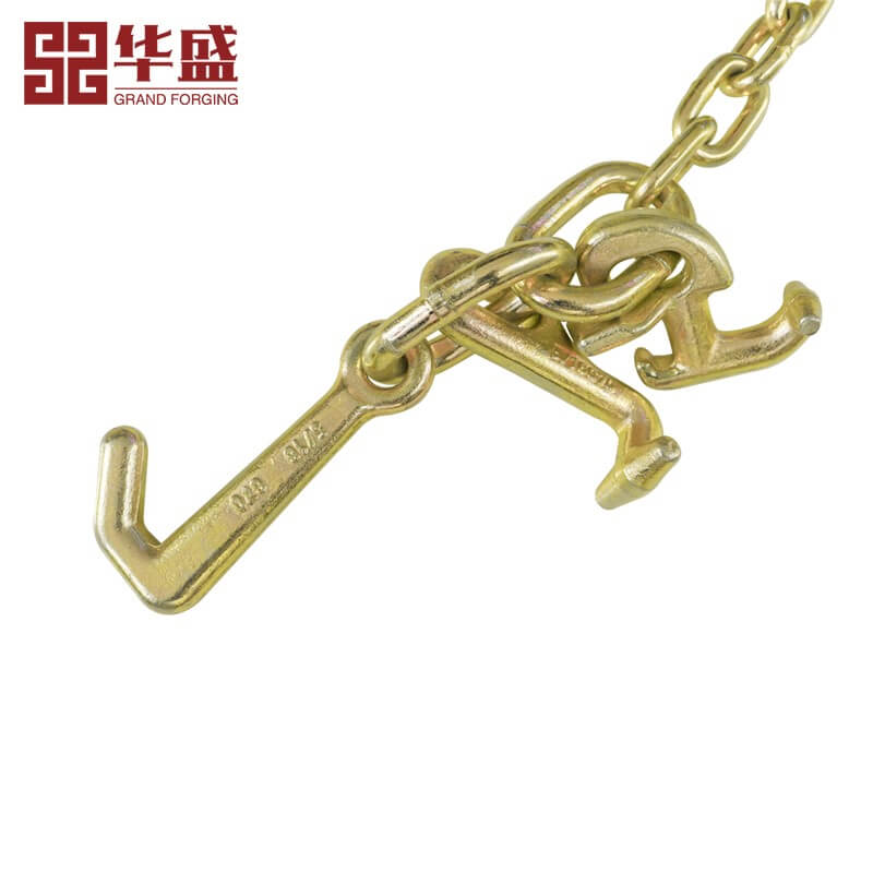 Yellow Zinc Plated Binder Chain with Clevis Hooks for Truck Trailer